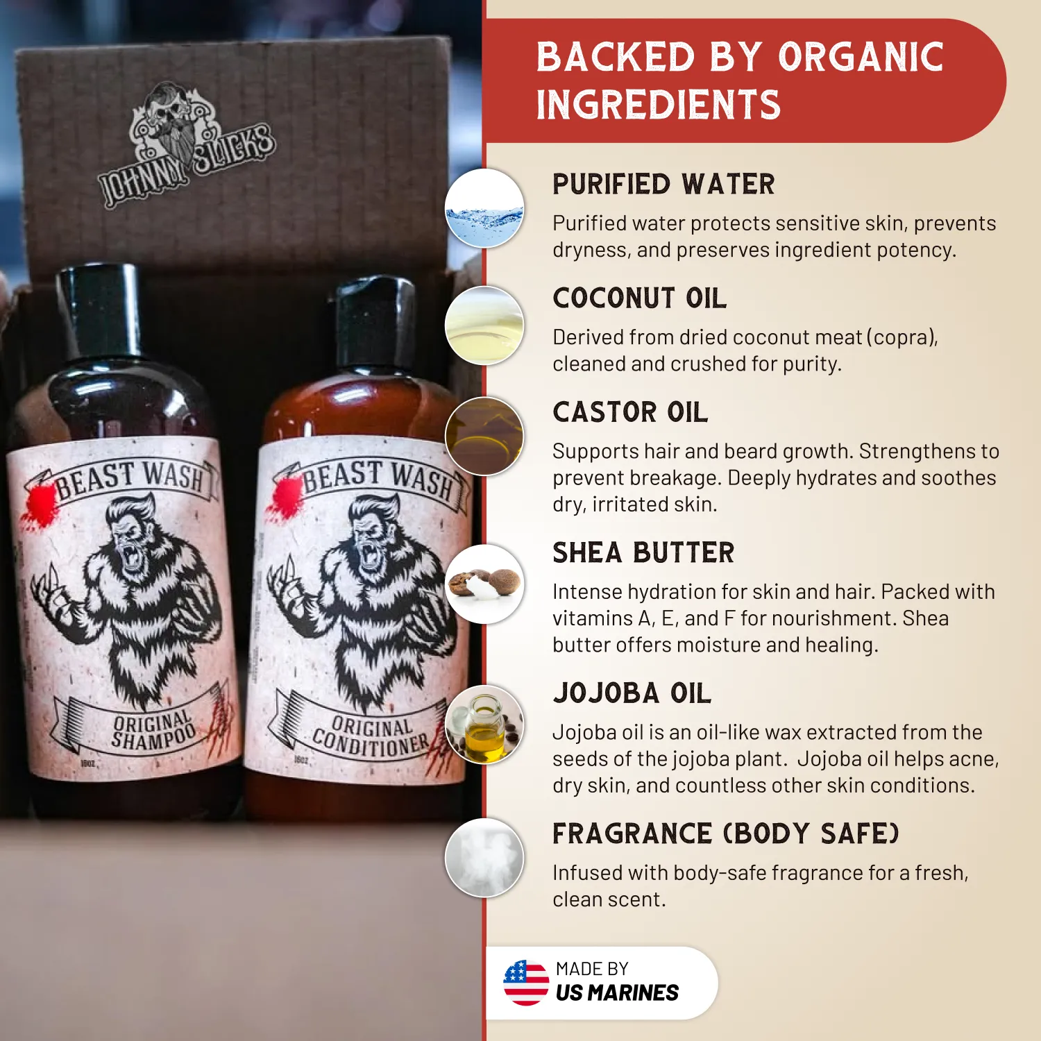 Beast Wash Organic Shampoo and Conditioner Hair Cleaning Kit 16oz - Image 3