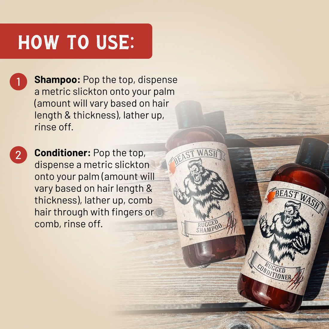 Beast Wash Organic Shampoo and Conditioner Hair Cleaning Kit 16oz - Image 5