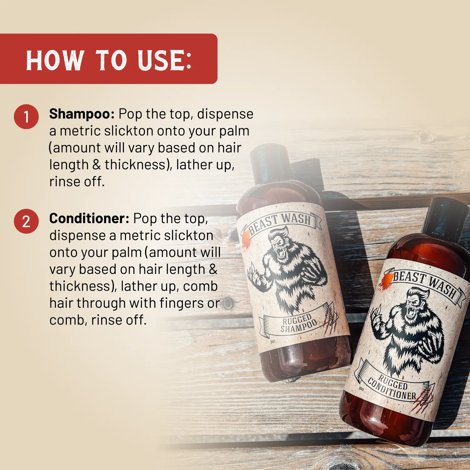 Beast Wash Organic Shampoo and Conditioner Hair Cleaning Kit 16oz - Image 5