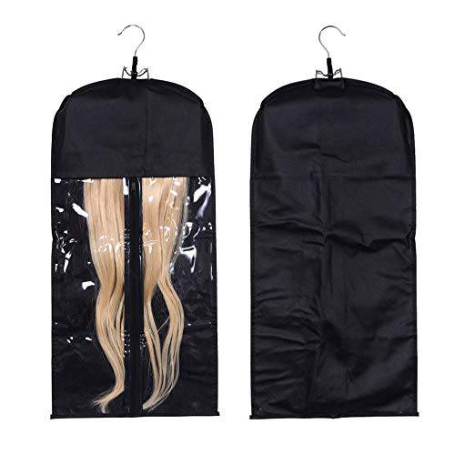 A professional black hair extensions carrier suitcase bag with a sleek, durable design for hair storage.