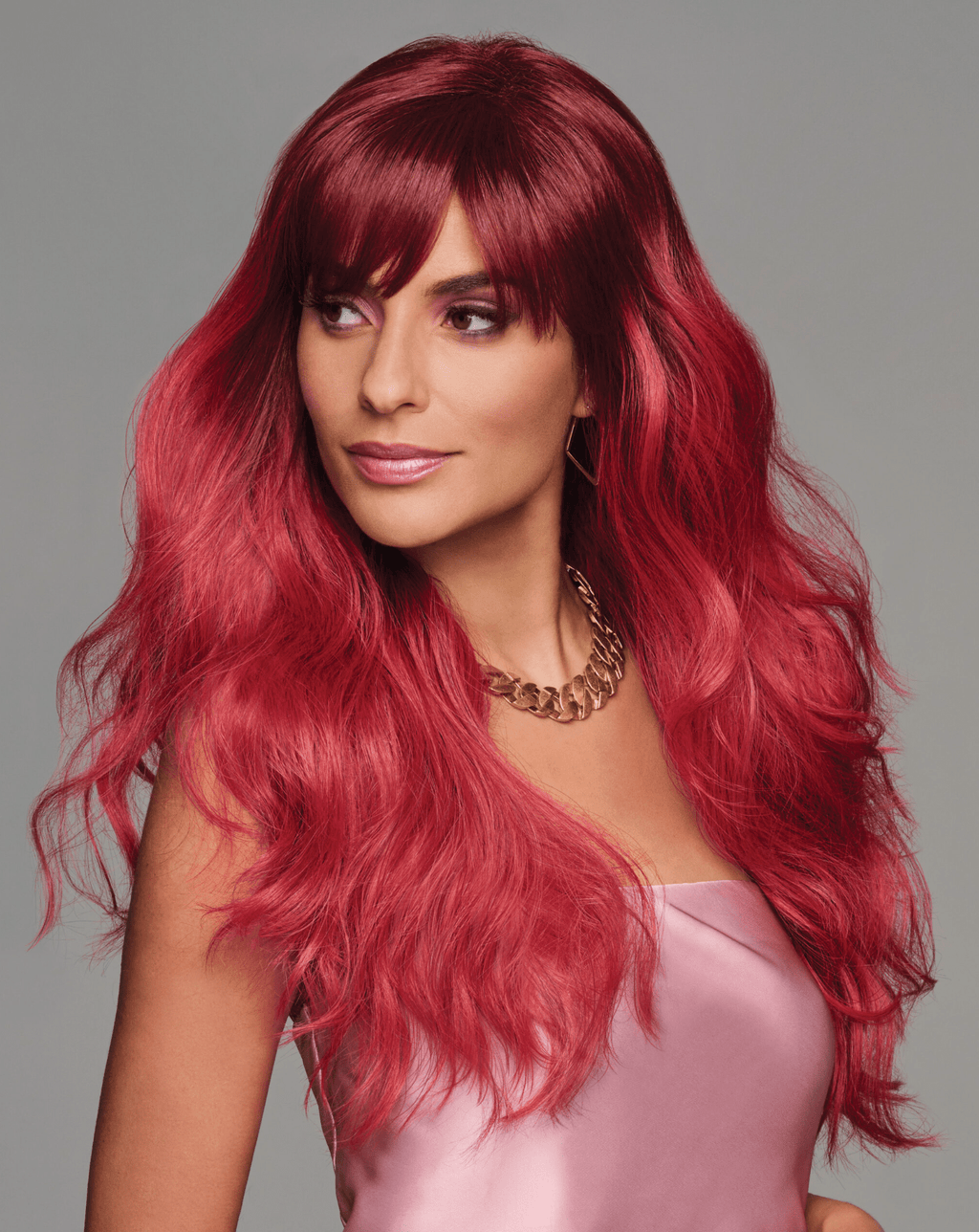 That's My Jam long layered red fantasy wig shown on a mannequin head