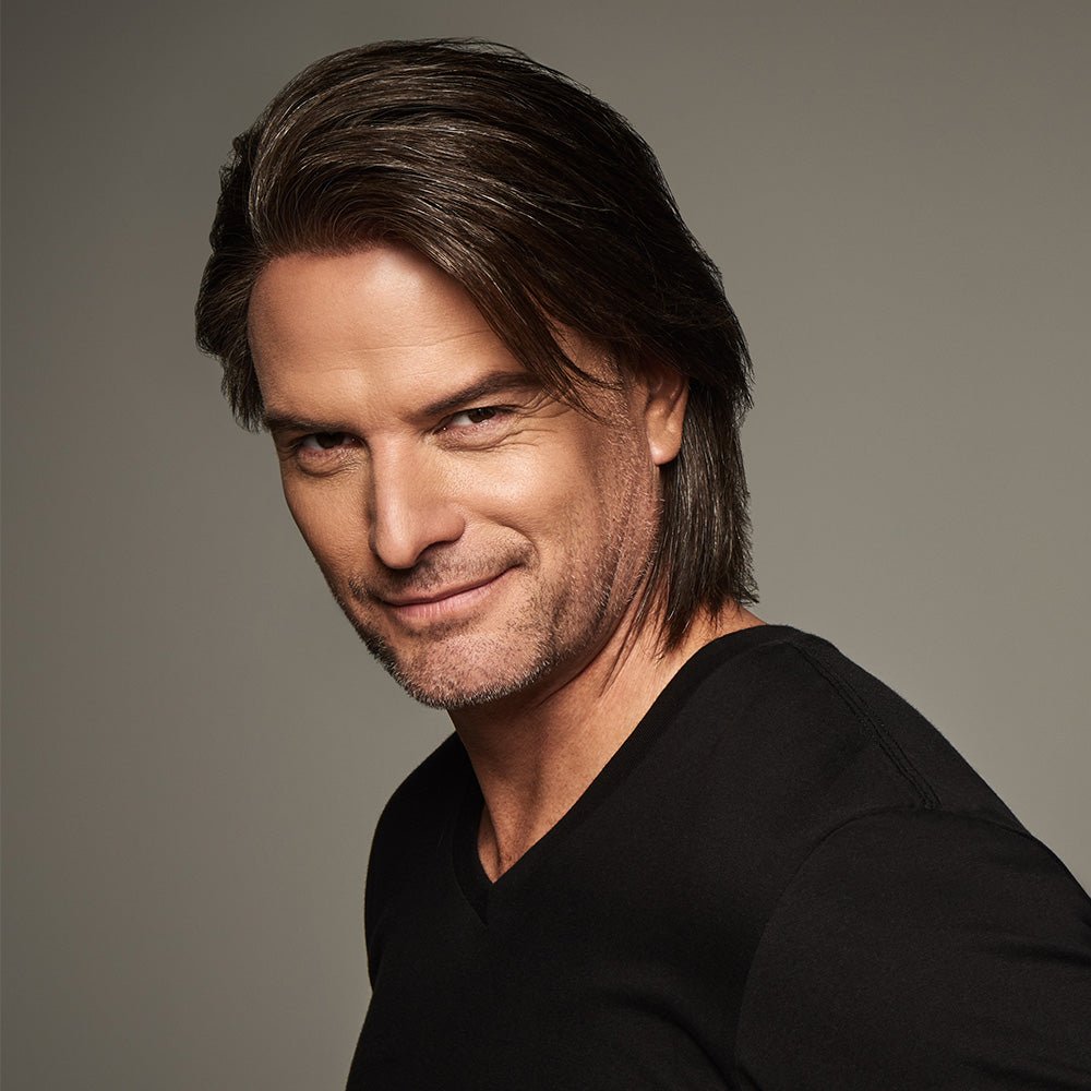 Sharp Men's Wig - Customizable Grooming Style in Black, Brown, Grey
