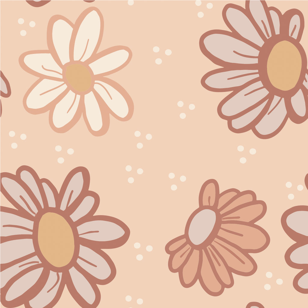Haley Floral Wallpaper in Pink Peach and Cream Whimsical