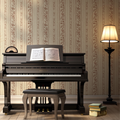 Traditional striped Hallam wallpaper in muted beige and brown tones