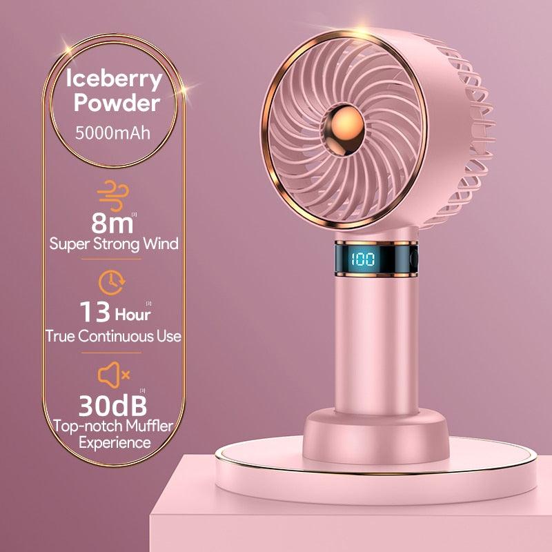 Rechargeable Mini Handheld Fan with Data Display - Modern Minimalist