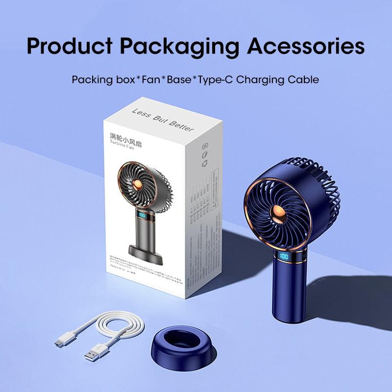 Rechargeable Mini Handheld Fan with Data Display - Modern Minimalist