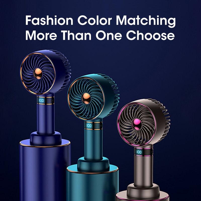 Rechargeable Mini Handheld Fan with Data Display - Modern Minimalist