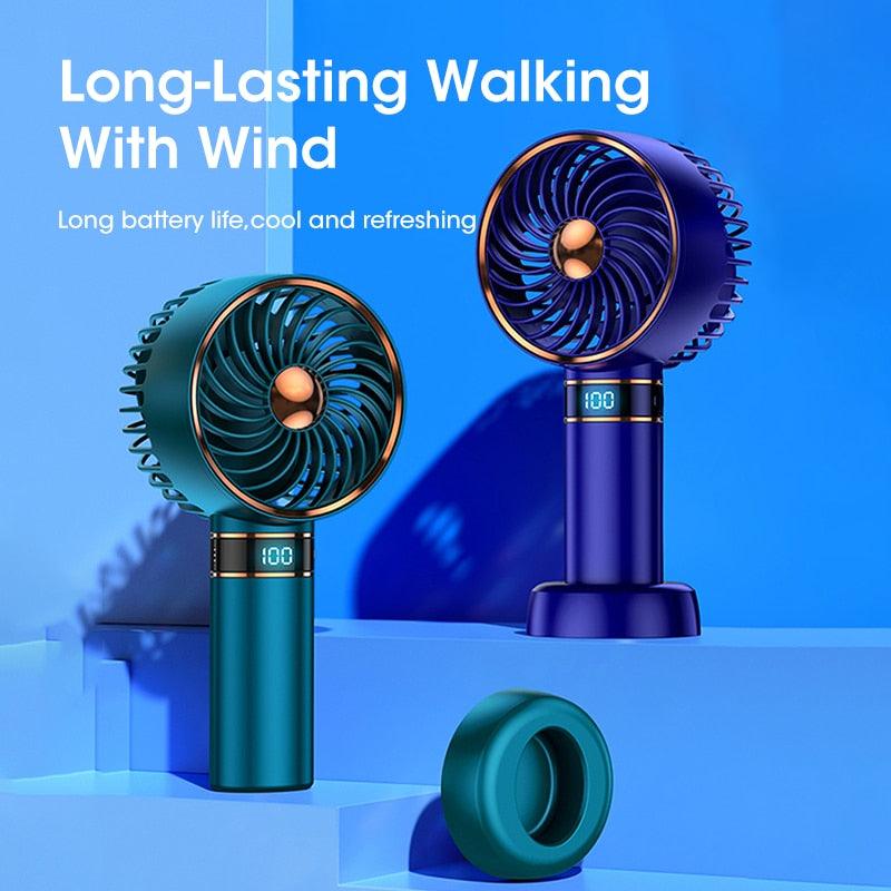 Rechargeable Mini Handheld Fan with Data Display - Modern Minimalist