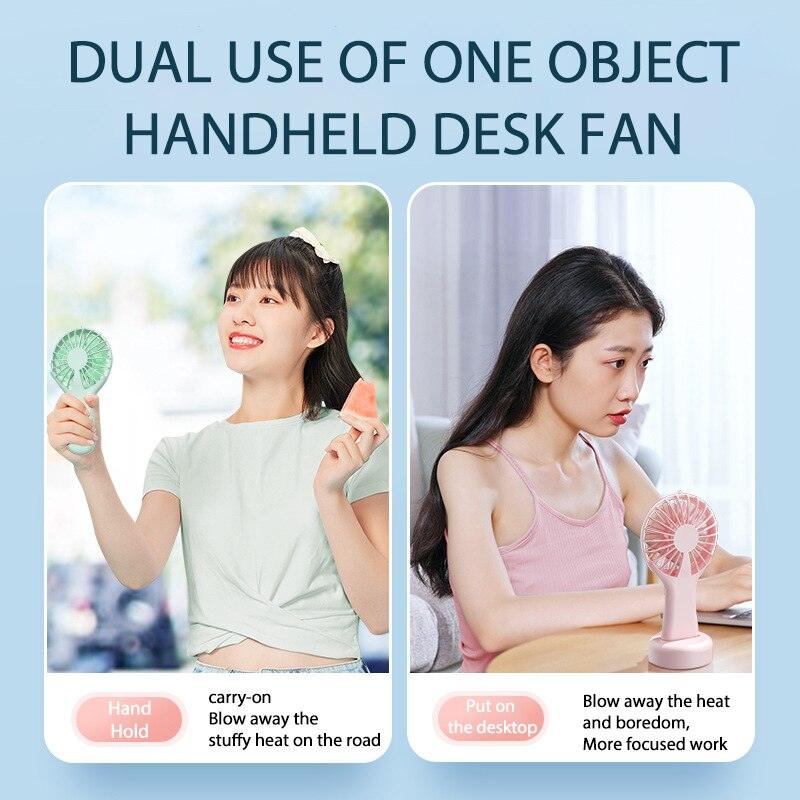 Silent Portable Handheld Fan - 3-Speed Personal USB Desk Fan
