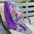 Handmade Bohemian Kantha Throw Blanket, Vibrant Floral Cotton