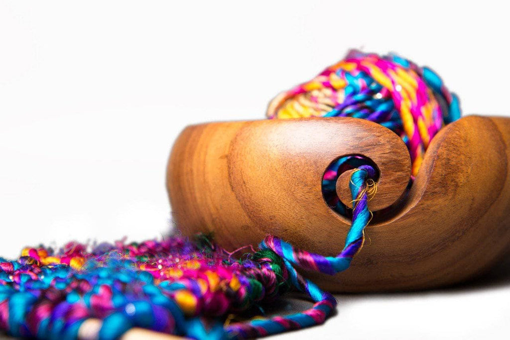 Handmade Sheesham Wood Yarn Bowl for Knitting and Crochet