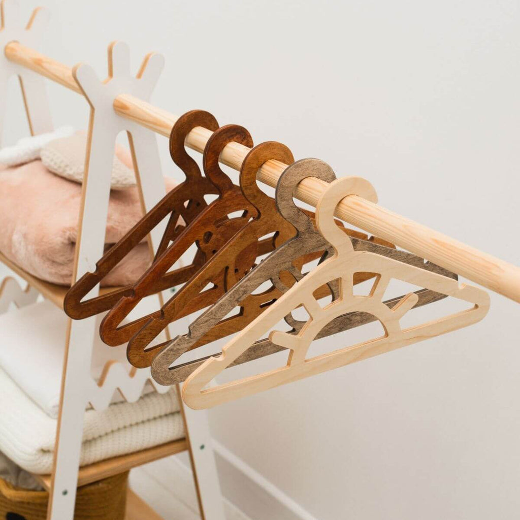 10-Pack Kids Wooden Hangers for Toddler Clothes