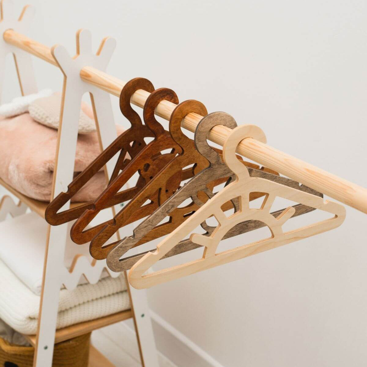 10-Pack Kids Wooden Hangers for Toddler Clothes