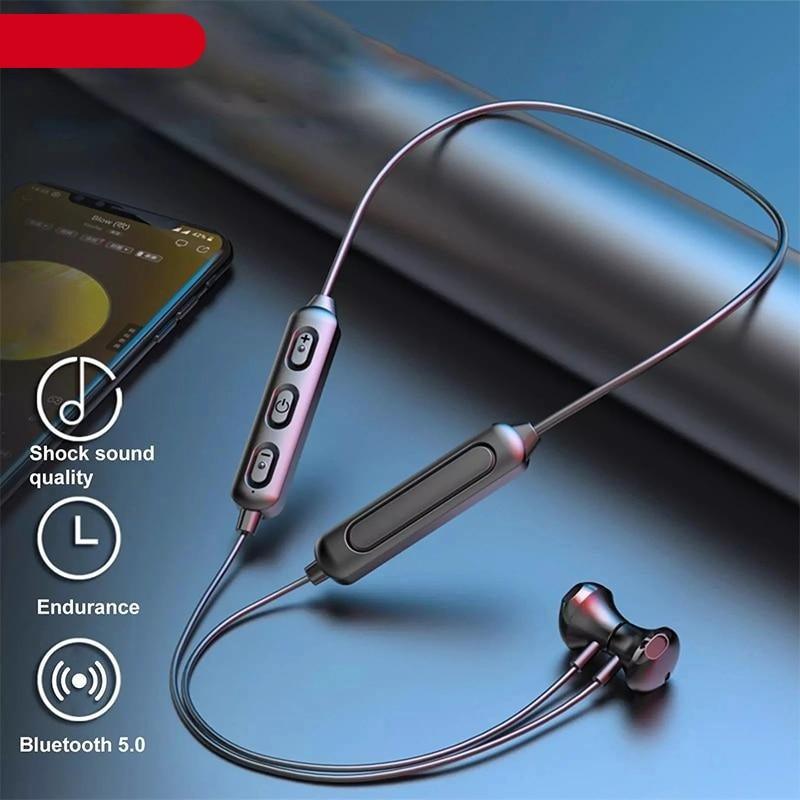 Stevvex wireless Bluetooth 5.0 sports headphones with soft earmuffs and sleek hanging neck design.