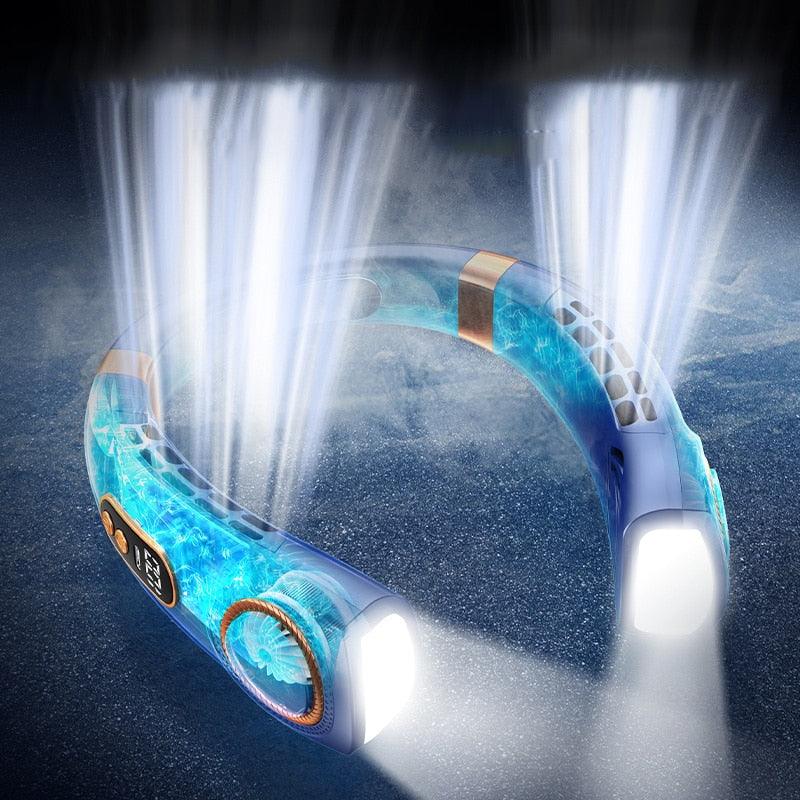 Rechargeable Bladeless Neck Fan with Cooling Tech & LED Light