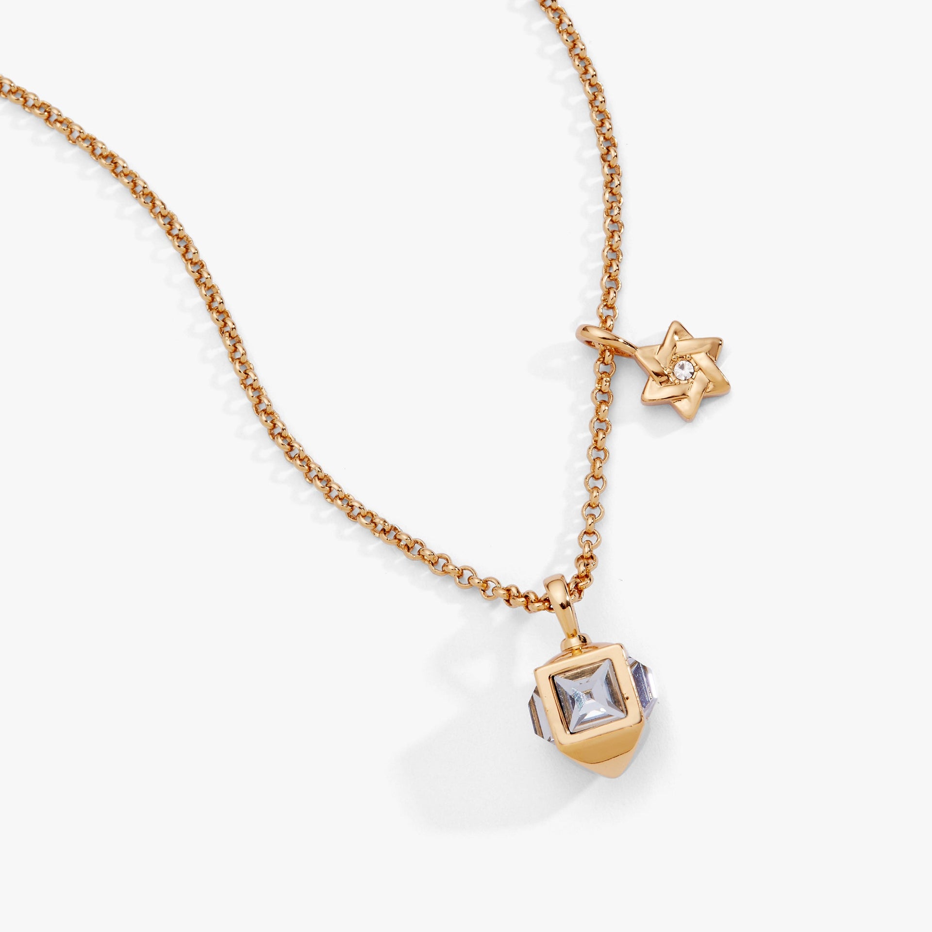 Hanukkah Star of David and Dreidel Crystal Pendant Necklace