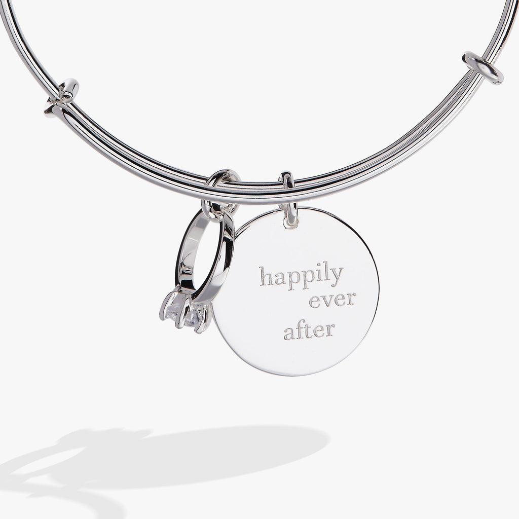 Happily Ever After Duo Charm Expandable Wire Bangle in Silver