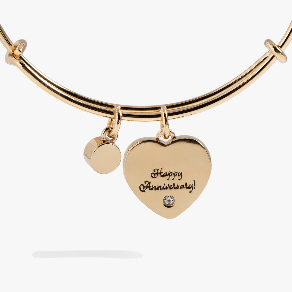 Mother of Pearl Heart Anniversary Bangle with Crystal Accents