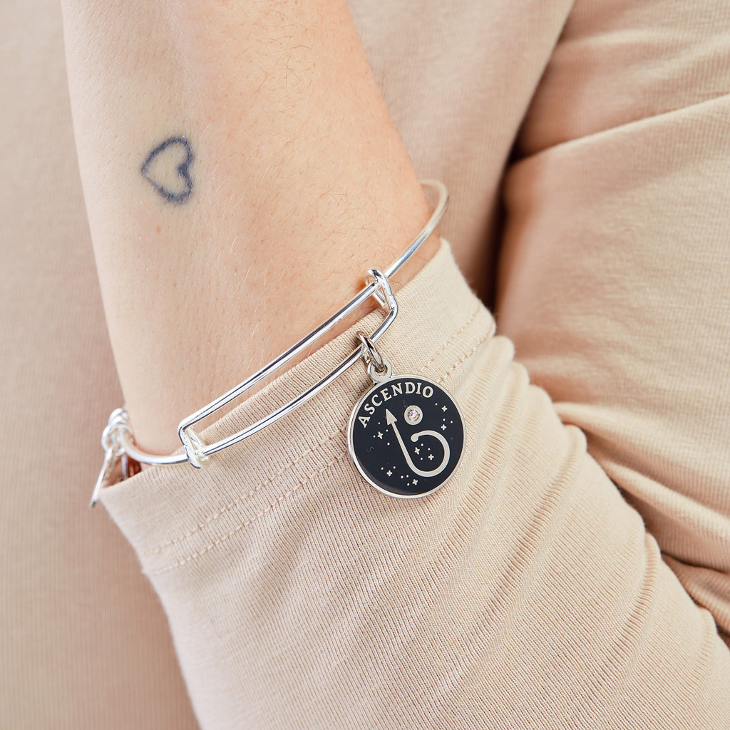 Harry Potter Ascendio Charm Bangle Bracelet in Silver