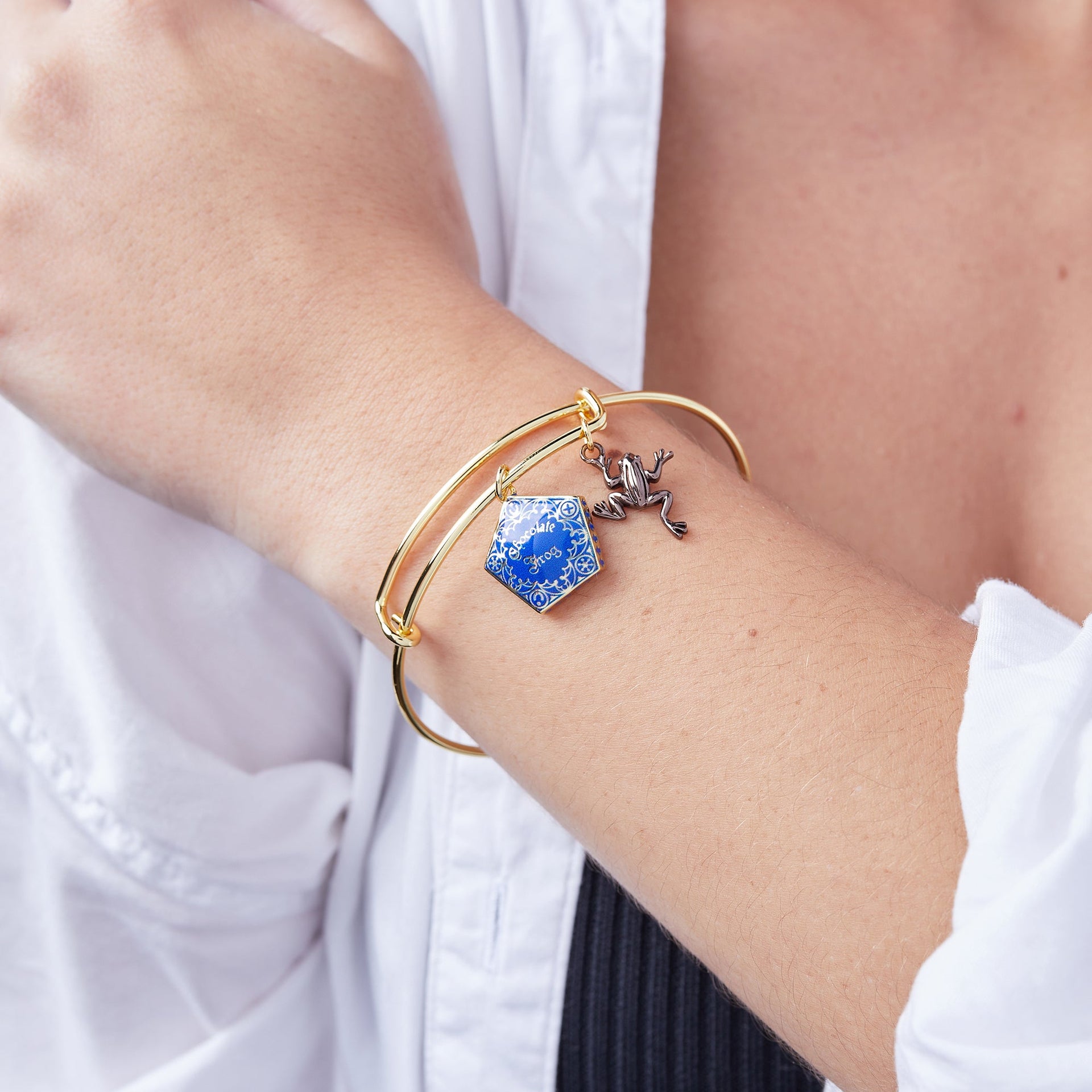 Harry Potter Chocolate Frog Two-Charm Expandable Bangle Bracelet