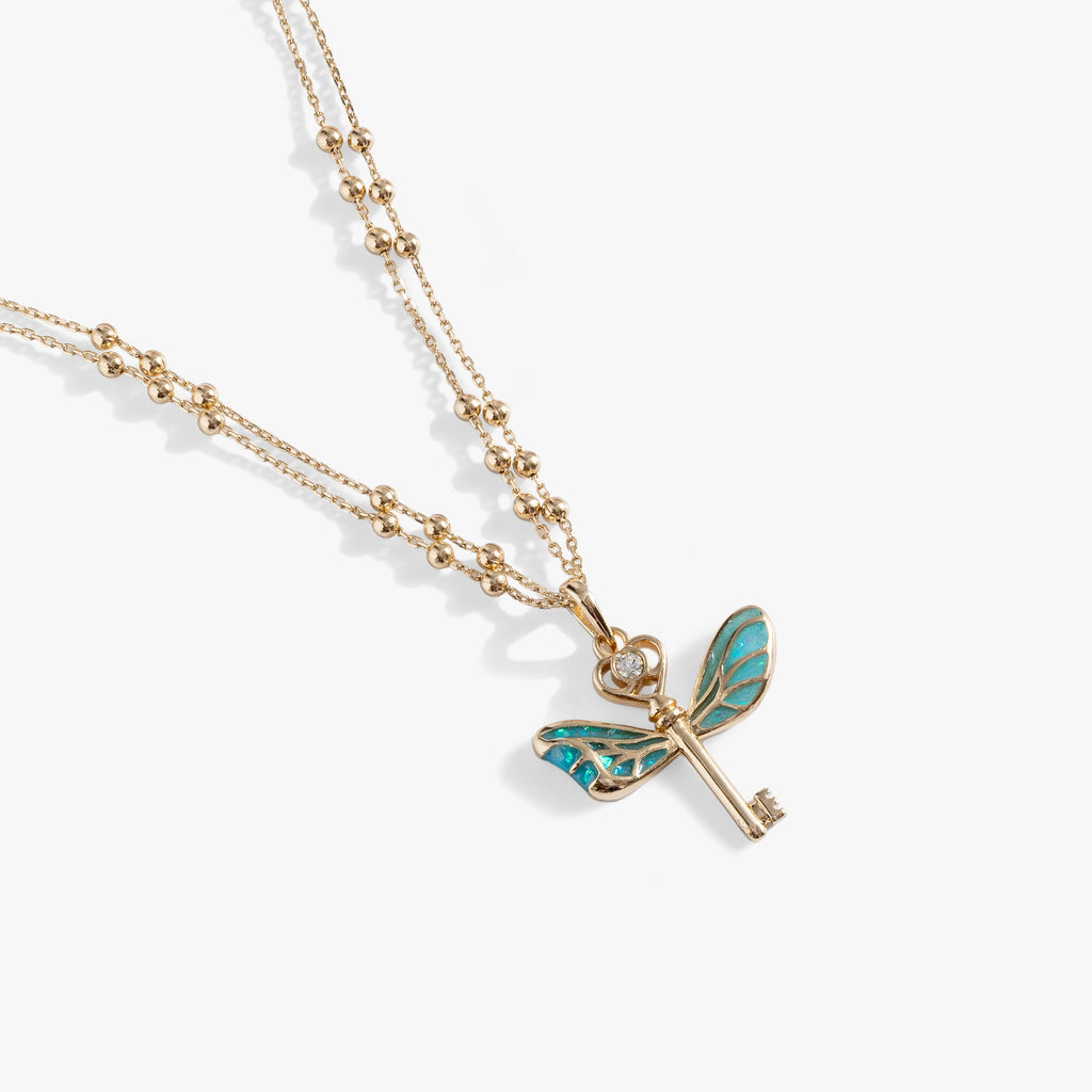 Harry Potter™ Flying Keys Necklace in Gold and Teal