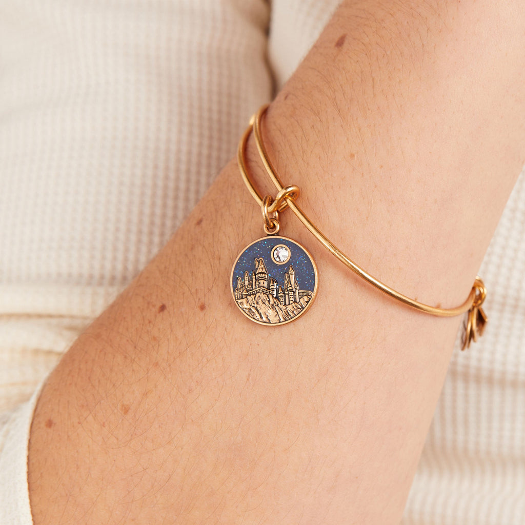Hogwarts Castle Charm Bangle in Gold and Navy Blue Finish