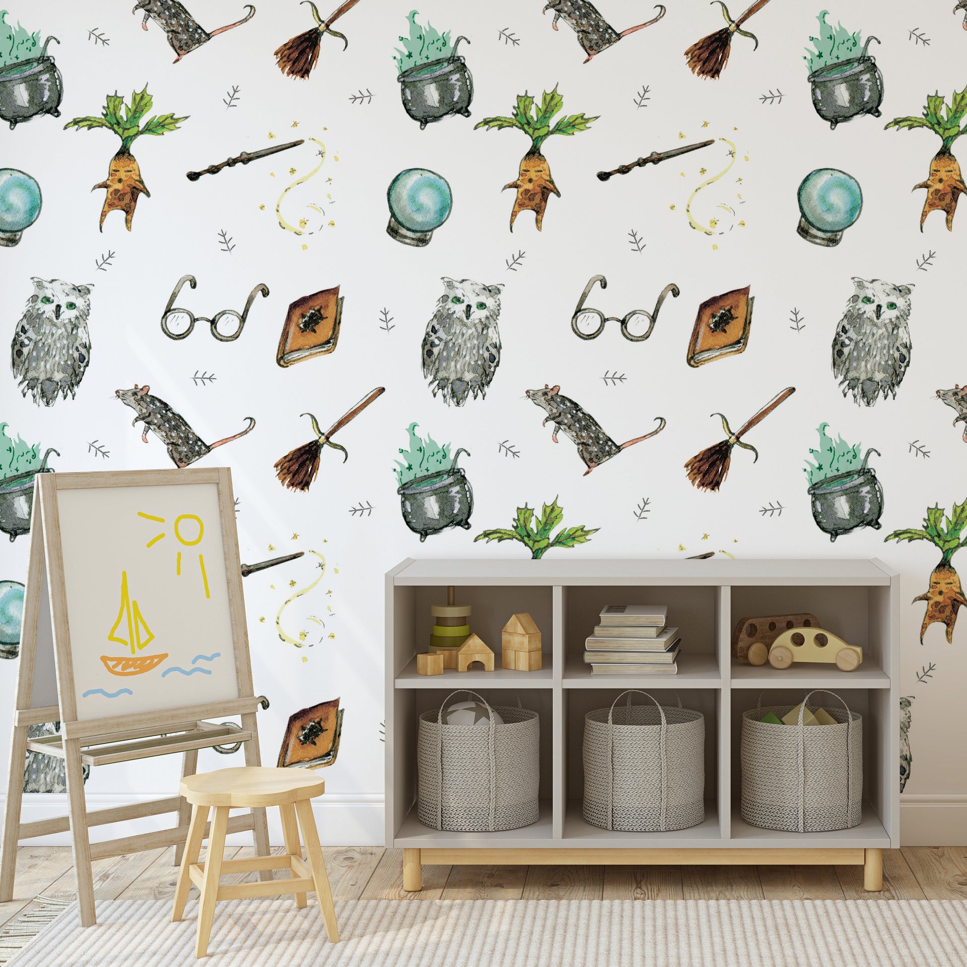 Hagrid Whimsical Fantasy-Inspired Wallpaper in Brown and Green