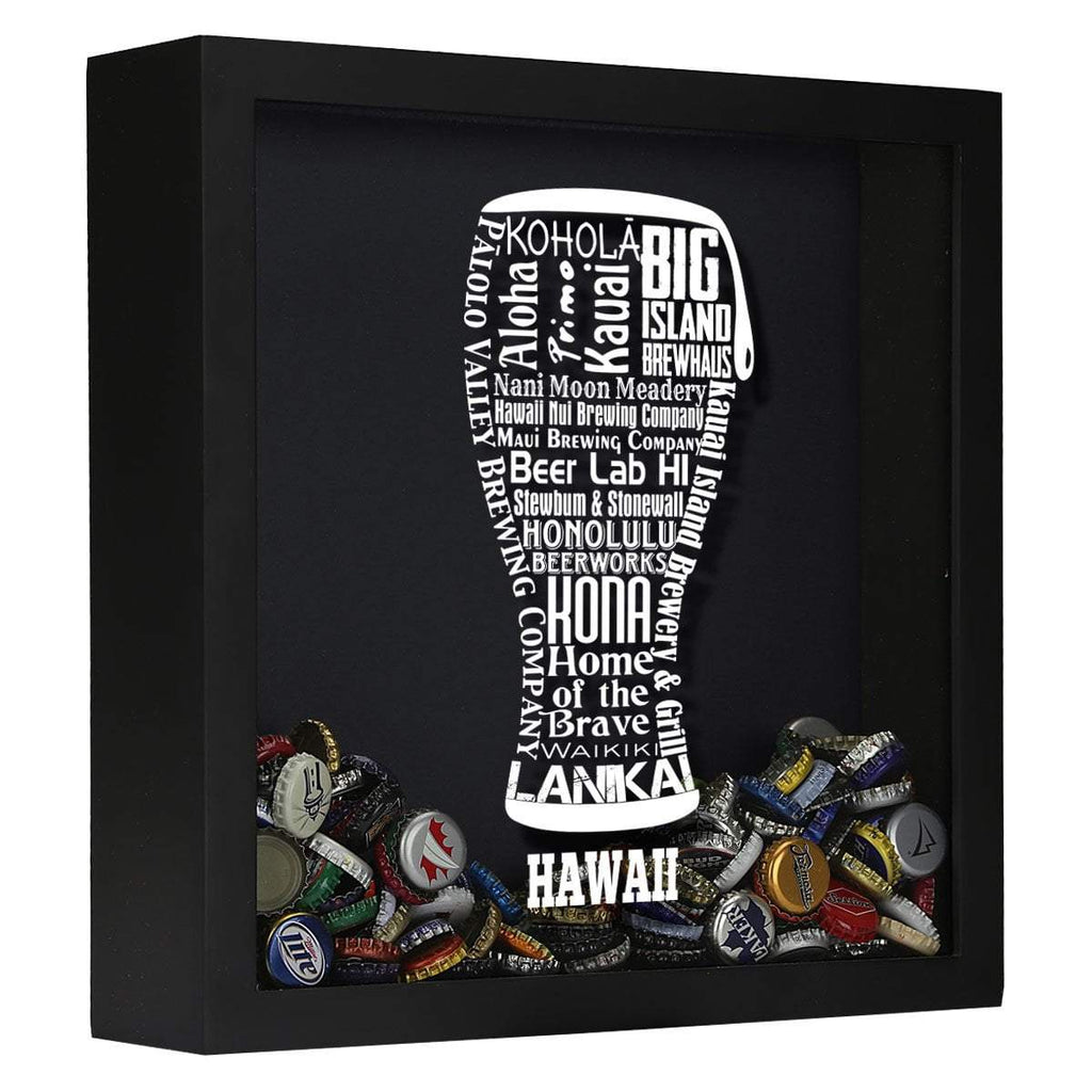 Hawaii Beer Typography Shadow Box