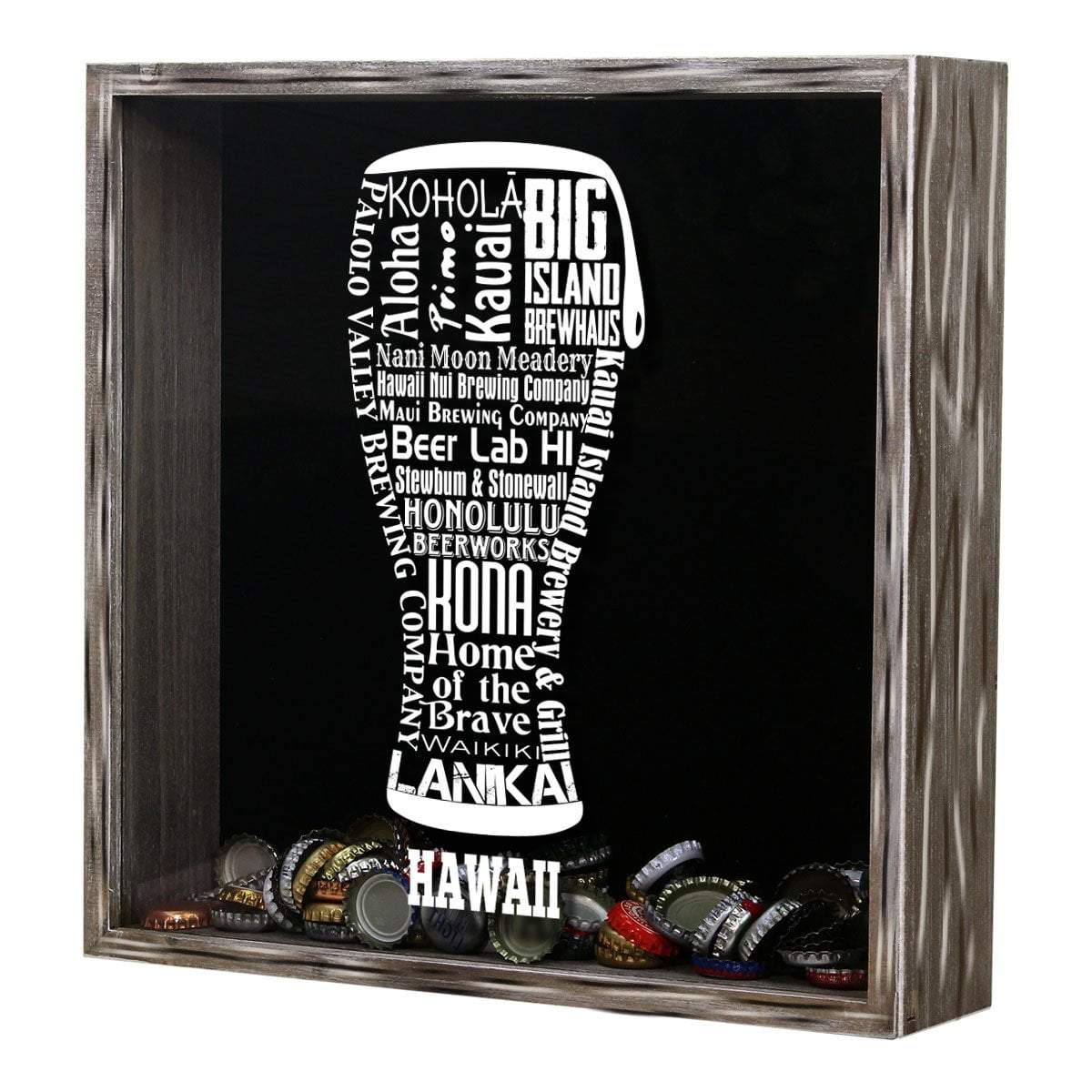 Hawaii Beer Typography Shadow Box