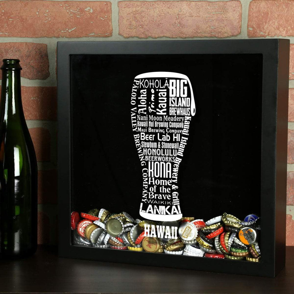 Hawaii Beer Typography Shadow Box