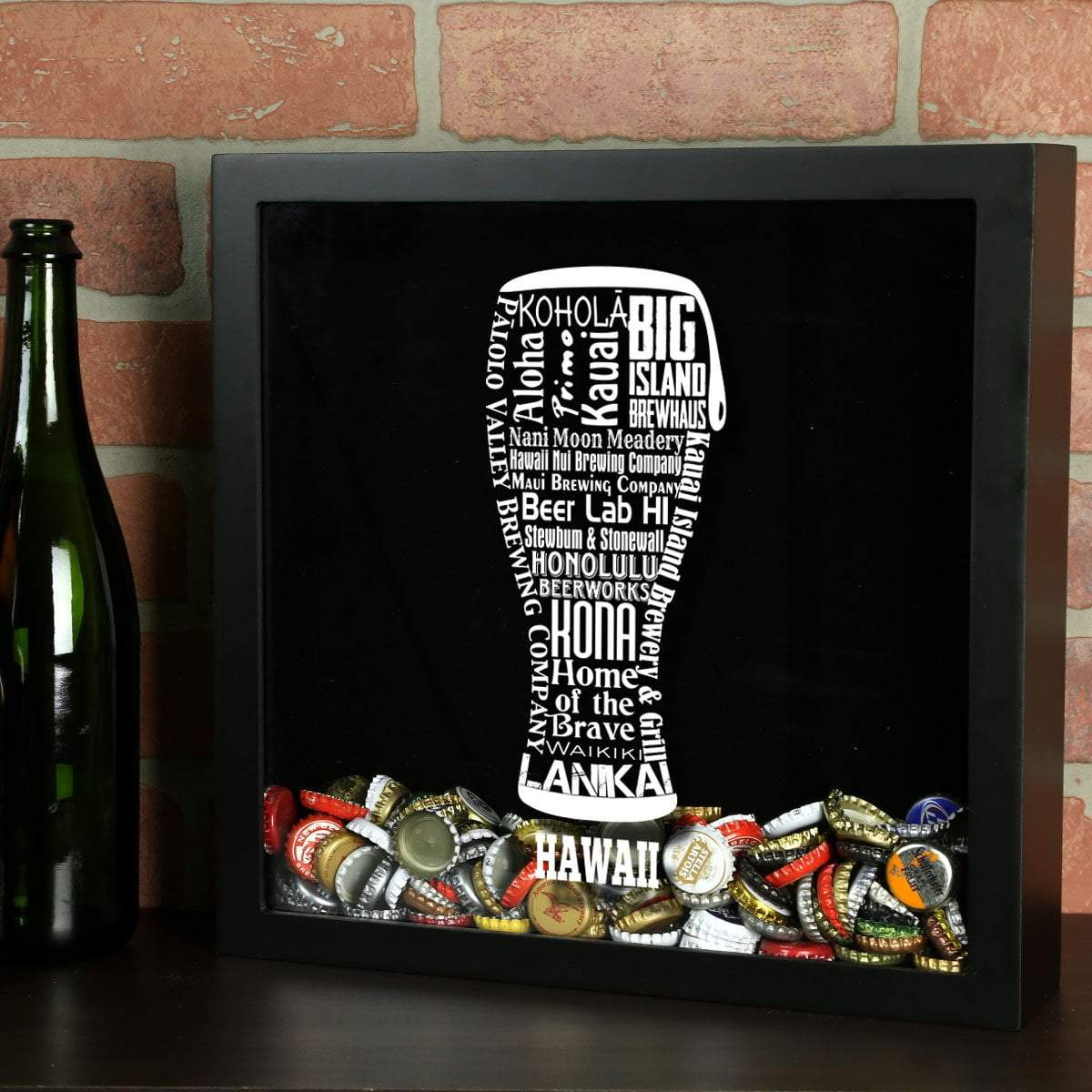 Hawaii Beer Typography Shadow Box