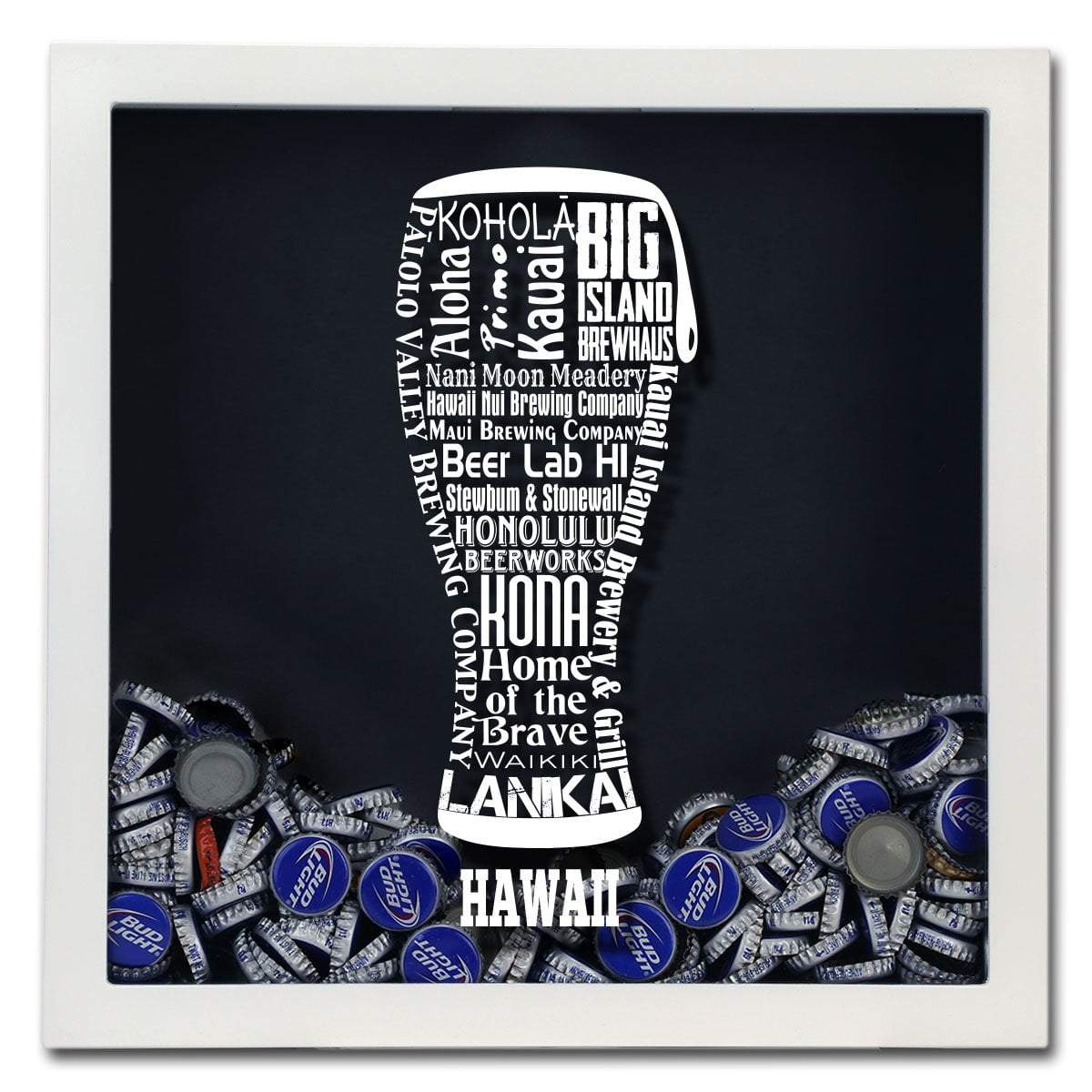 Hawaii Beer Typography Shadow Box