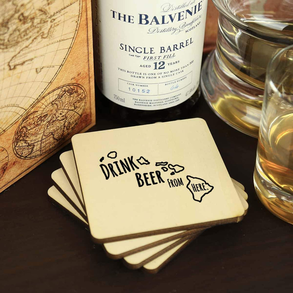 Hawaii Drink Beer From Here Coasters