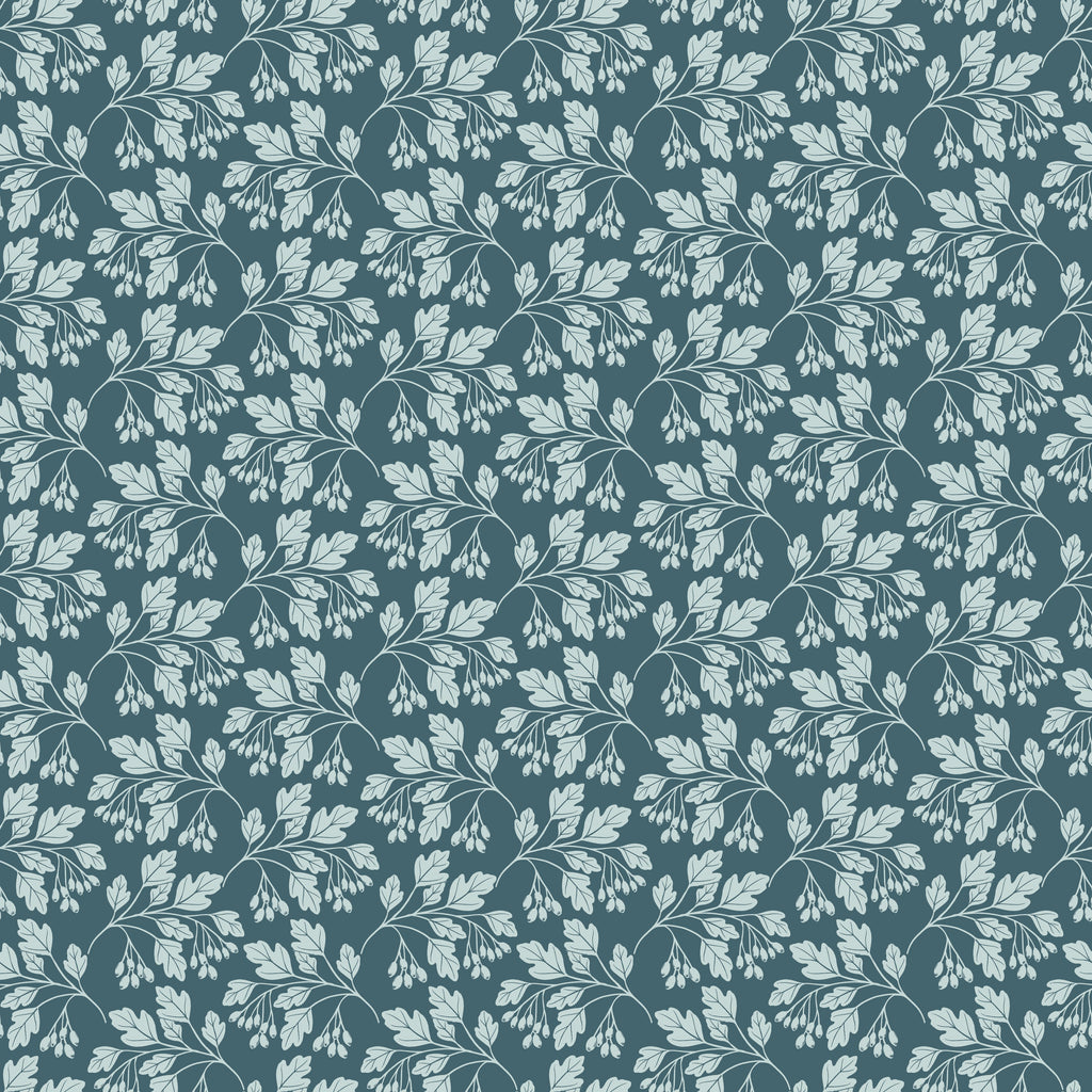 Hawthorn Floral Peel and Stick Wallpaper in Brown, Sage-Green, and Teal