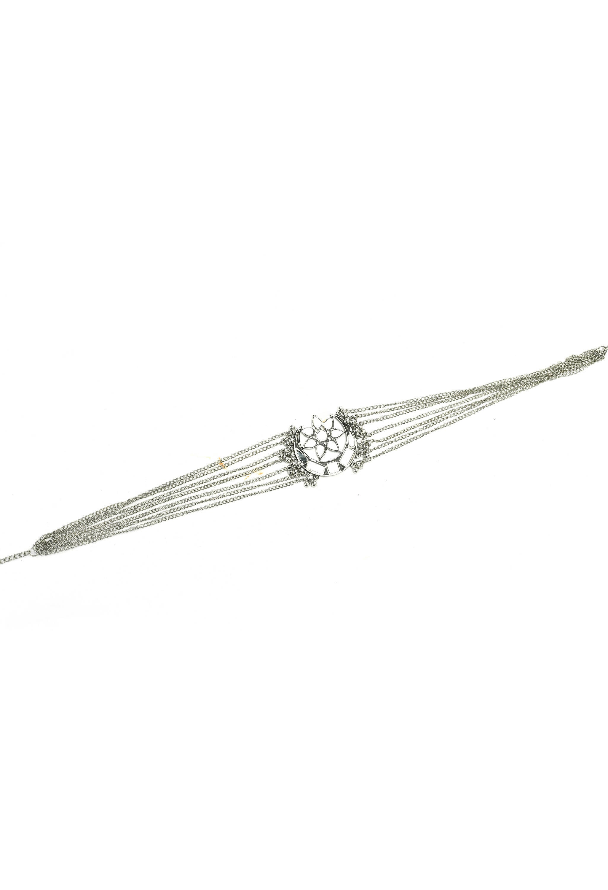 Silver-Plated Brass Finish Traditional Mirror Choker