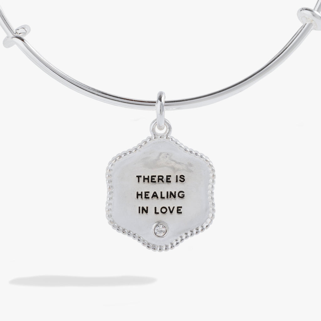 Healing Love Bangle Bracelet with Inscribed Crystal Detail