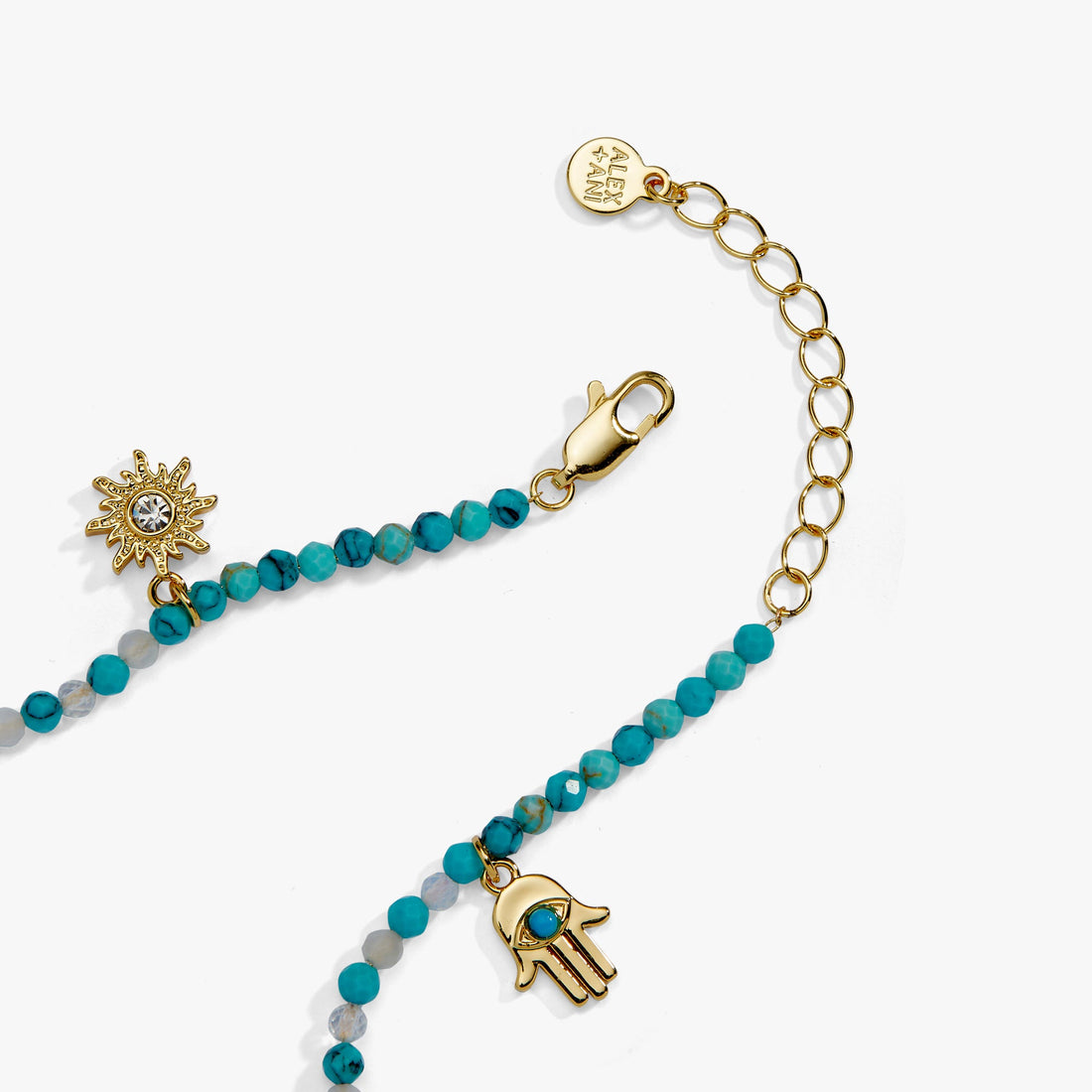 Healing Stone Charm Anklet with Turquoise Beads and Spiritual Charms
