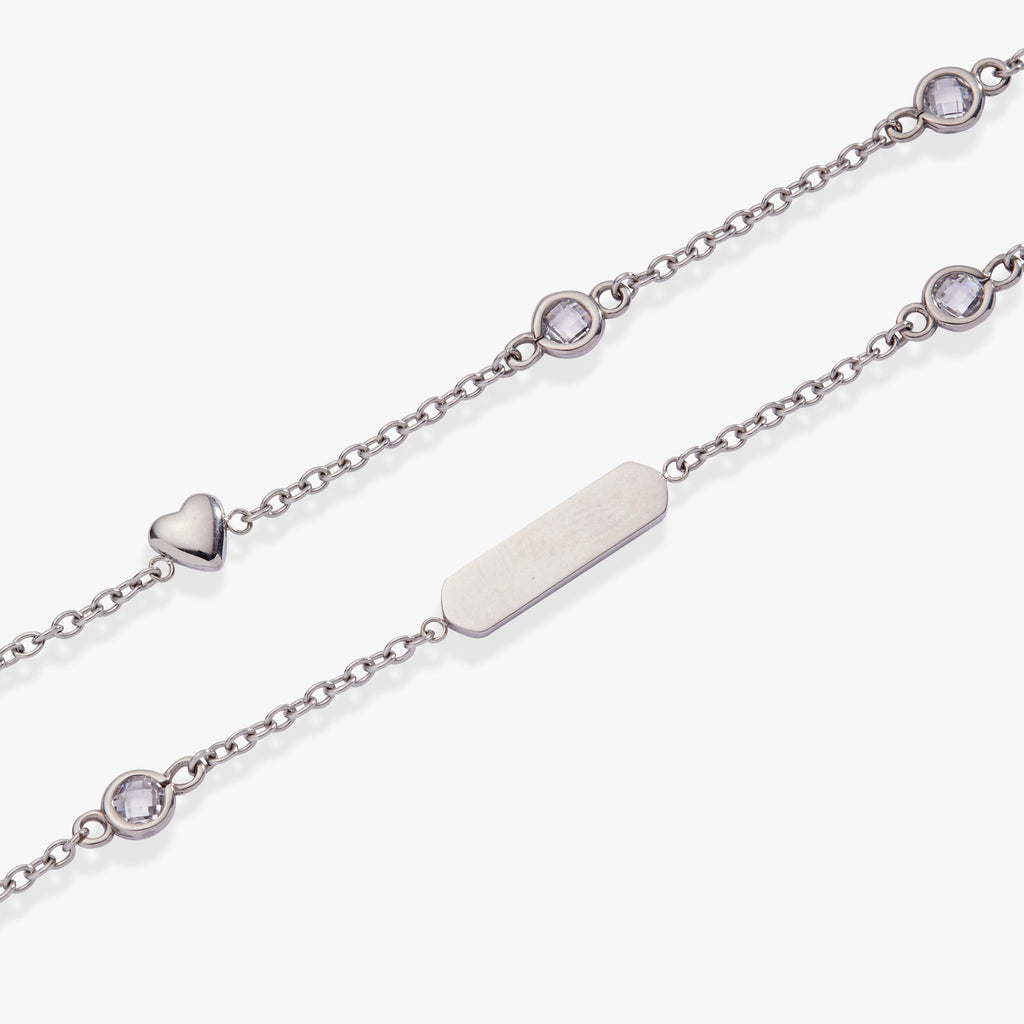 Heart Chain Double Strand Bracelet in Gold or Silver Finish