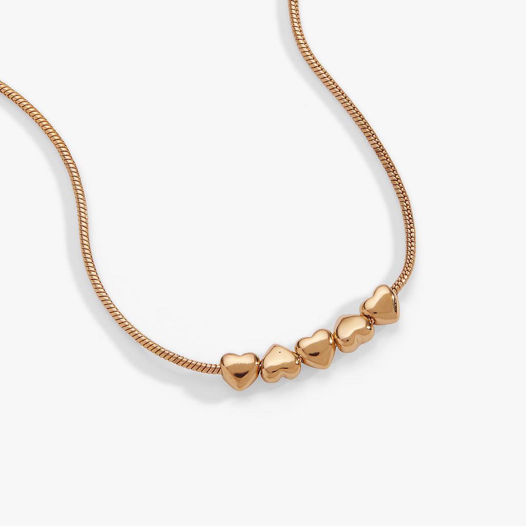 Heart Slider Snake Chain Necklace with Gold-Plated Details