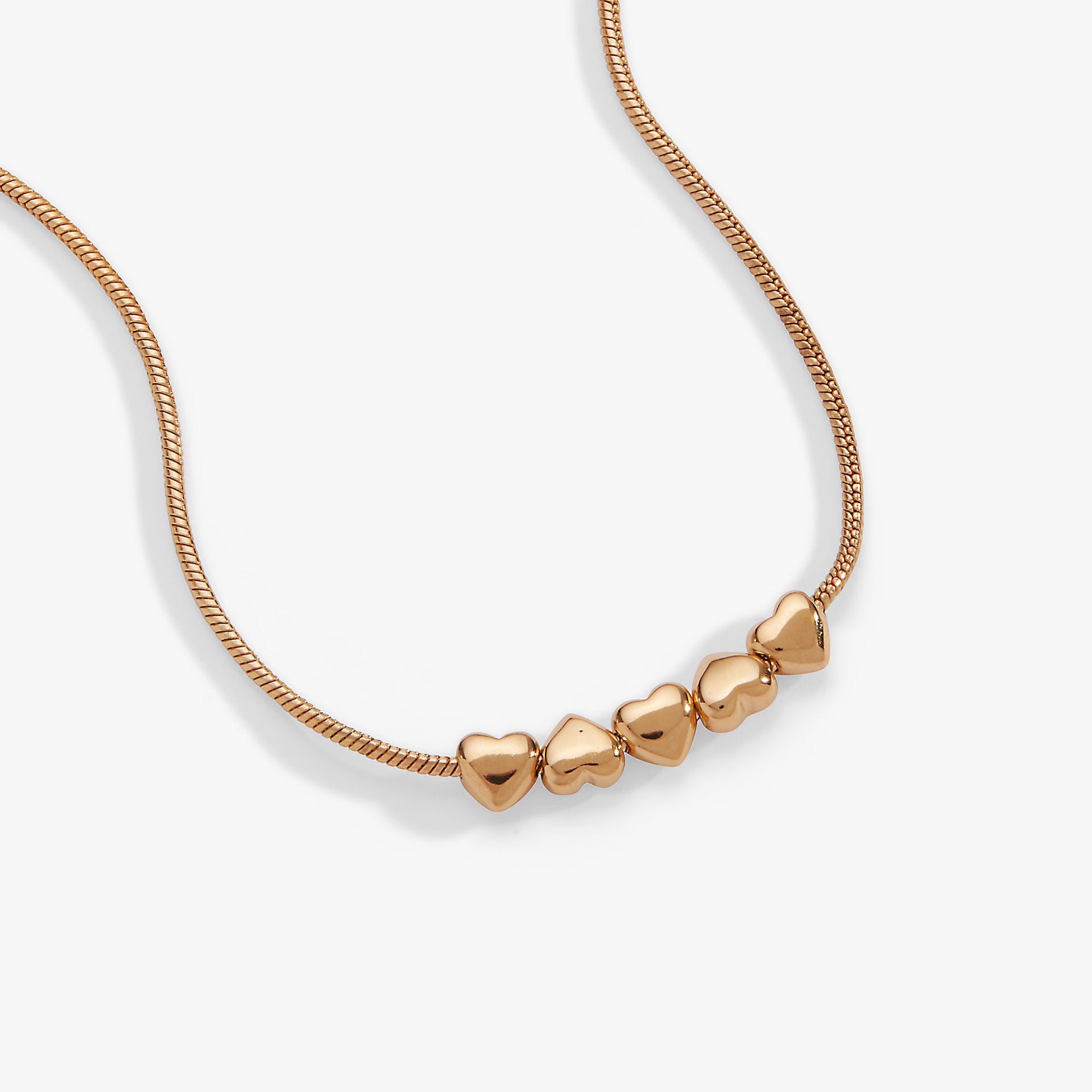 Heart Slider Snake Chain Necklace with Gold-Plated Details
