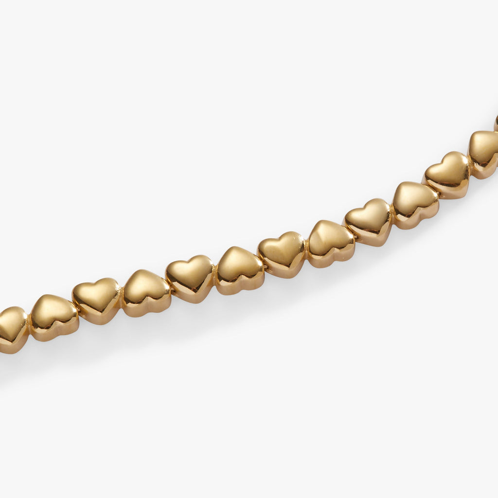 Heart Charm Tennis Bracelet in Silver-Tone Stainless Steel