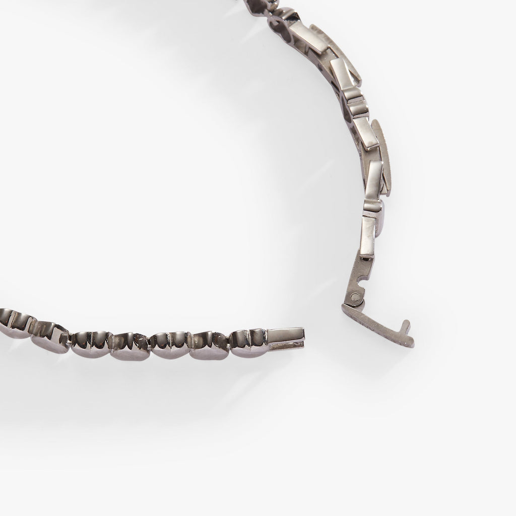 Heart Charm Tennis Bracelet in Silver-Tone Stainless Steel