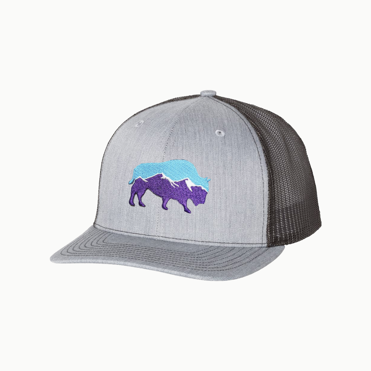 Mountain Bison Curved Bill Trucker Snapback - Mesh Back Cap