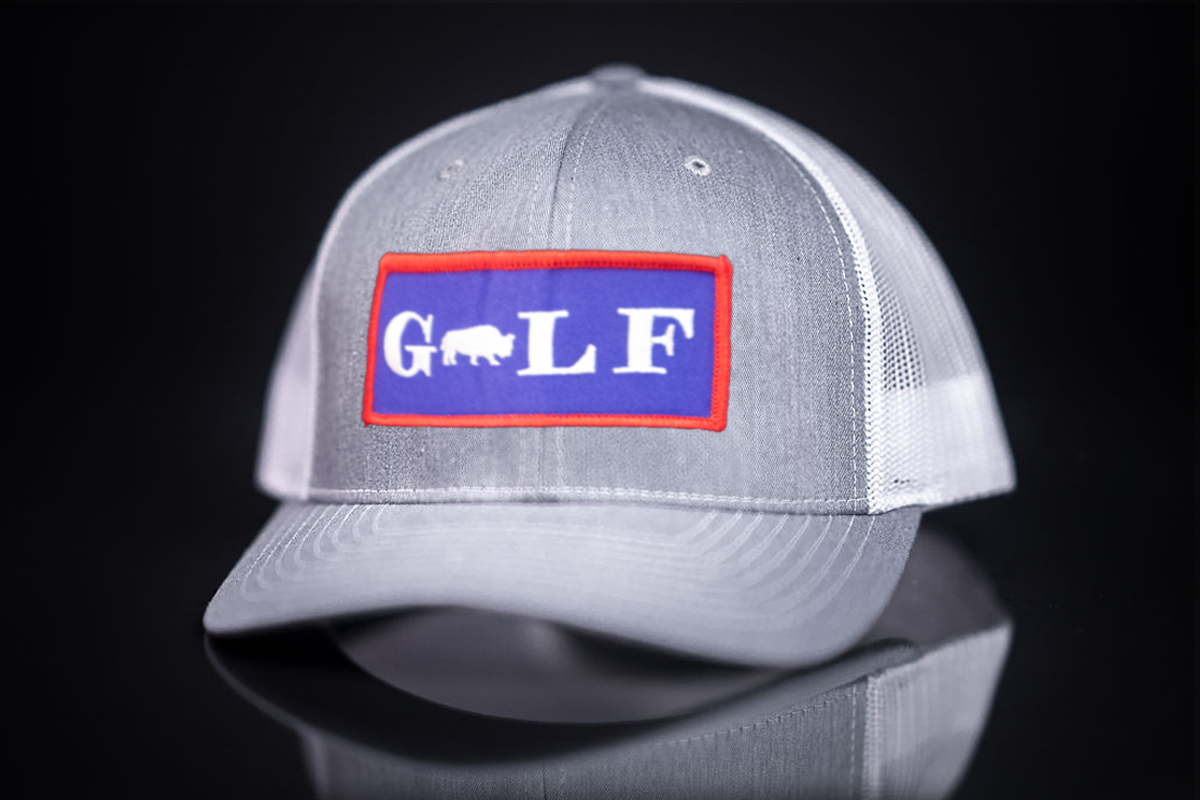 Unisex Golf Curved Bill Mesh Snapback in solid color with breathable mesh back