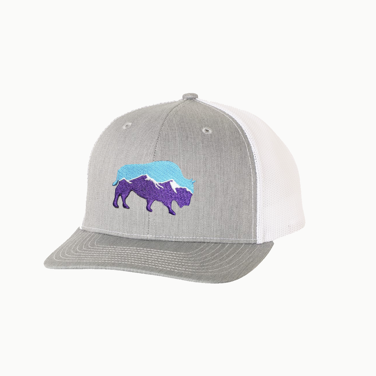 Mountain Bison Curved Bill Trucker Snapback - Mesh Back Cap