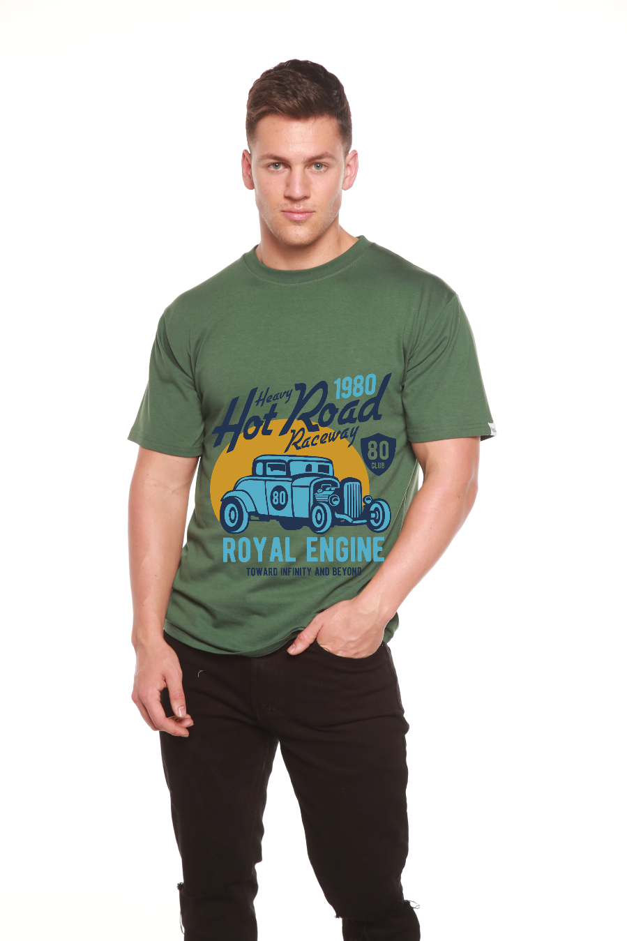 Heavy Hot Road Men's Bamboo Viscose/Organic Cotton Short Sleeve Graphic T-Shirt