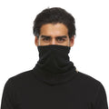 Heavyweight brushed black merino wool neck gaiter for winter sports
