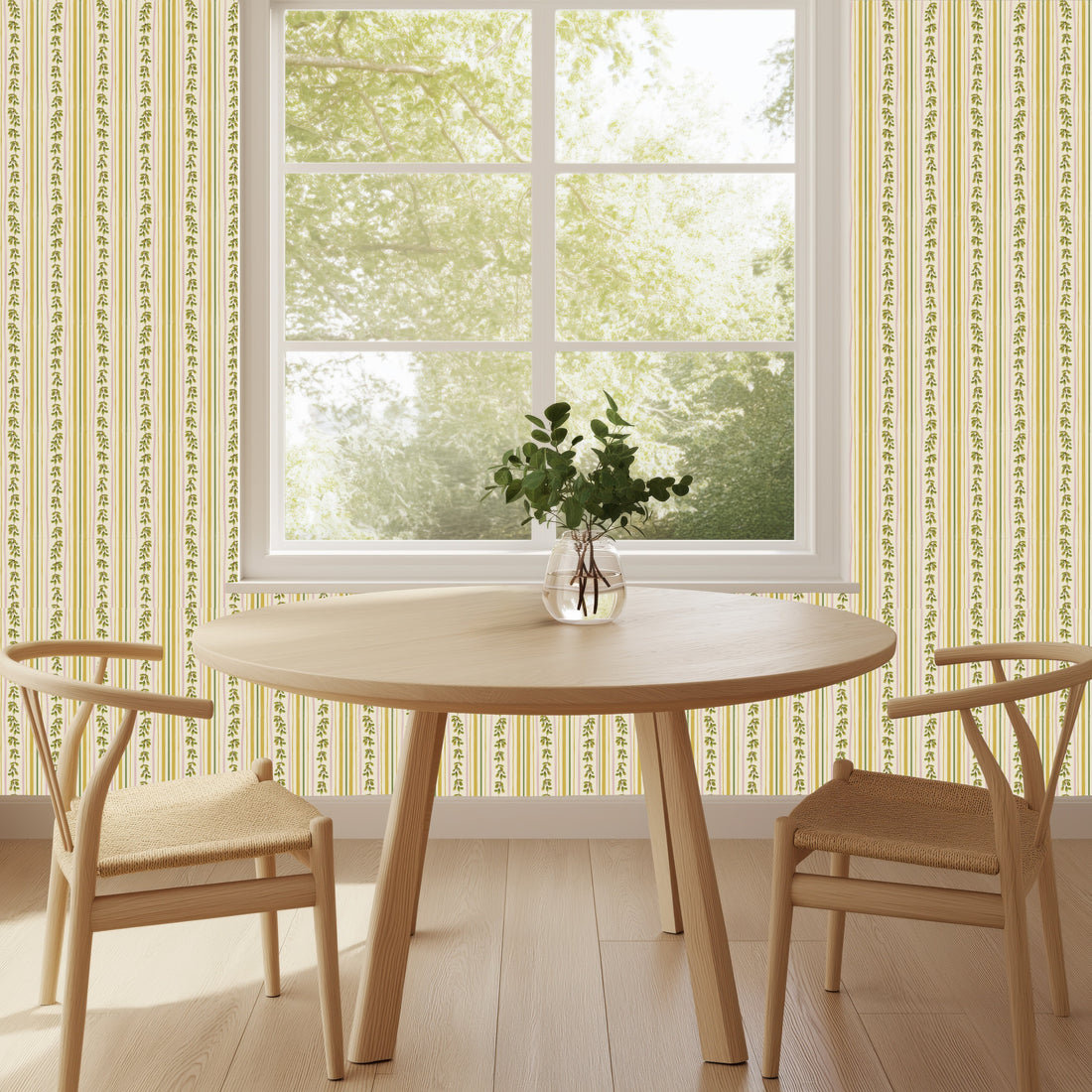 Hedge Wallpaper by Strawberry Snail Illustrations installed in a home office.