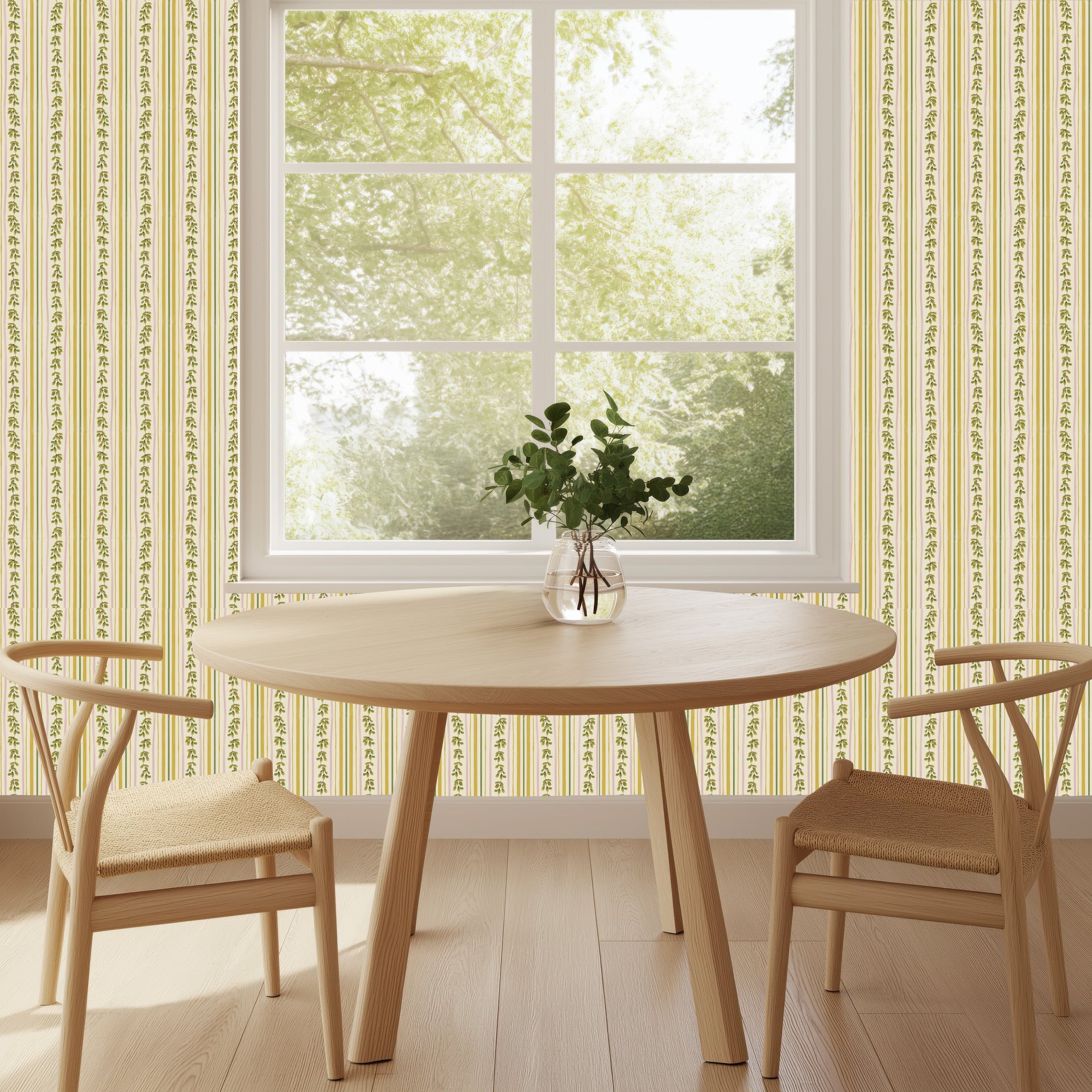 Hedge Wallpaper by Strawberry Snail Illustrations installed in a home office.