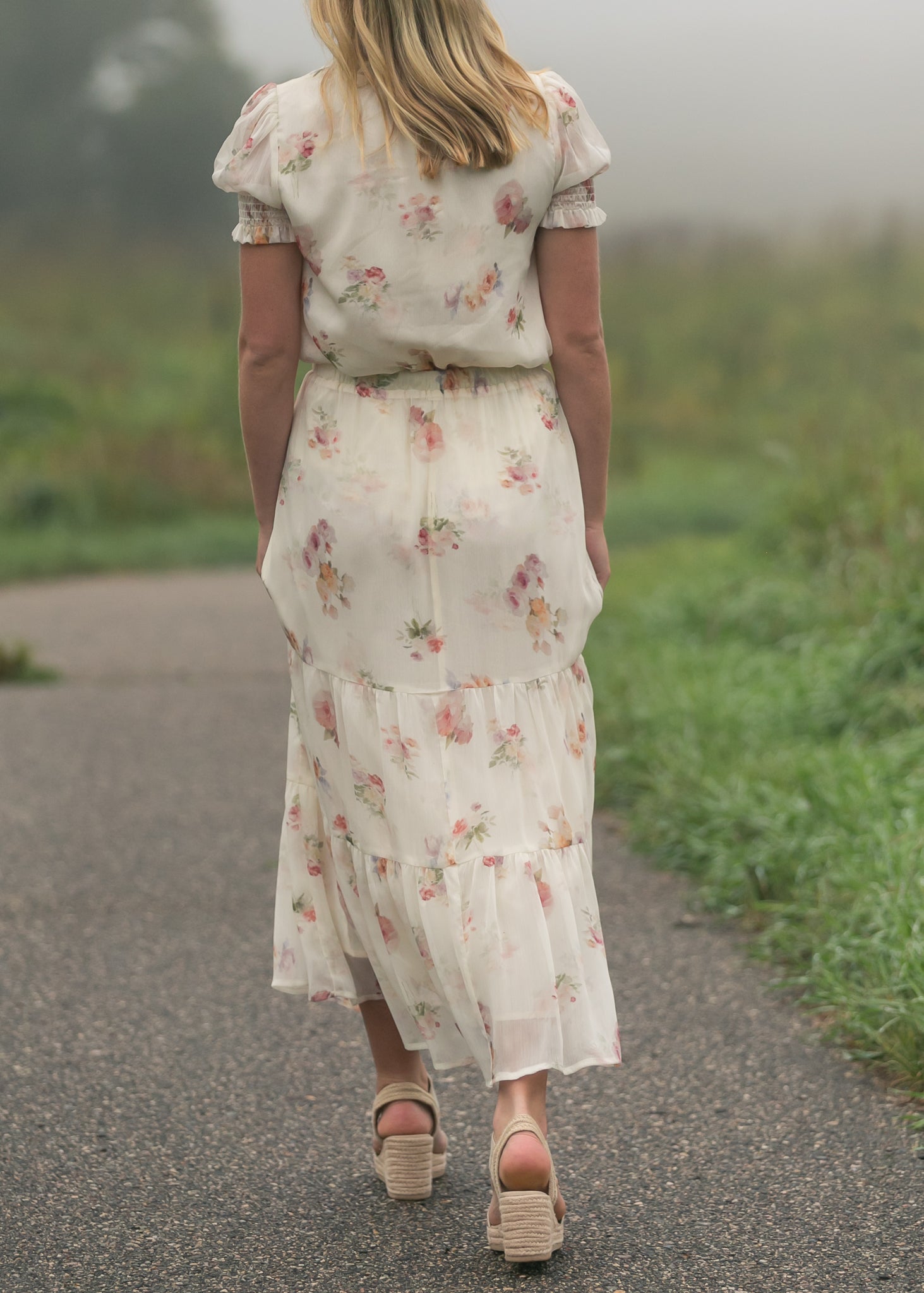 Helena Tiered Maxi Skirt | Floral Chiffon A-Line